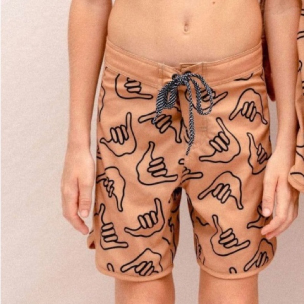 Kids Of One Sea Tan Shaka Swim Trunks
